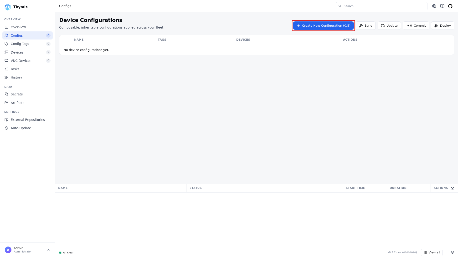 Config Page — Create