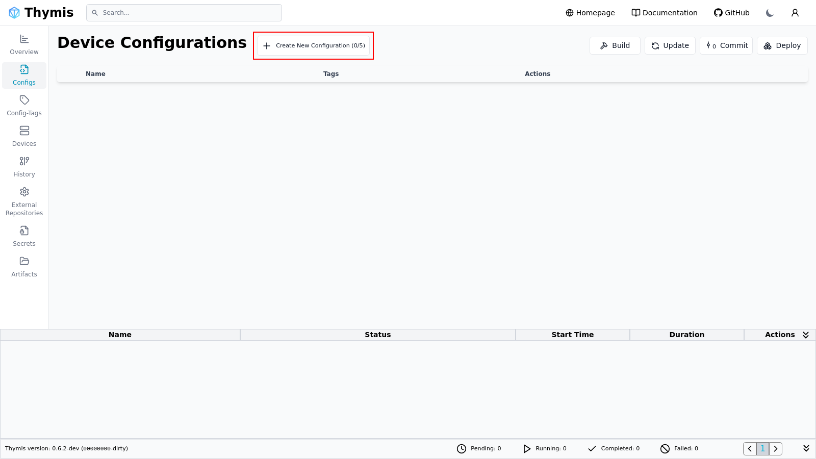 Config Page — Create