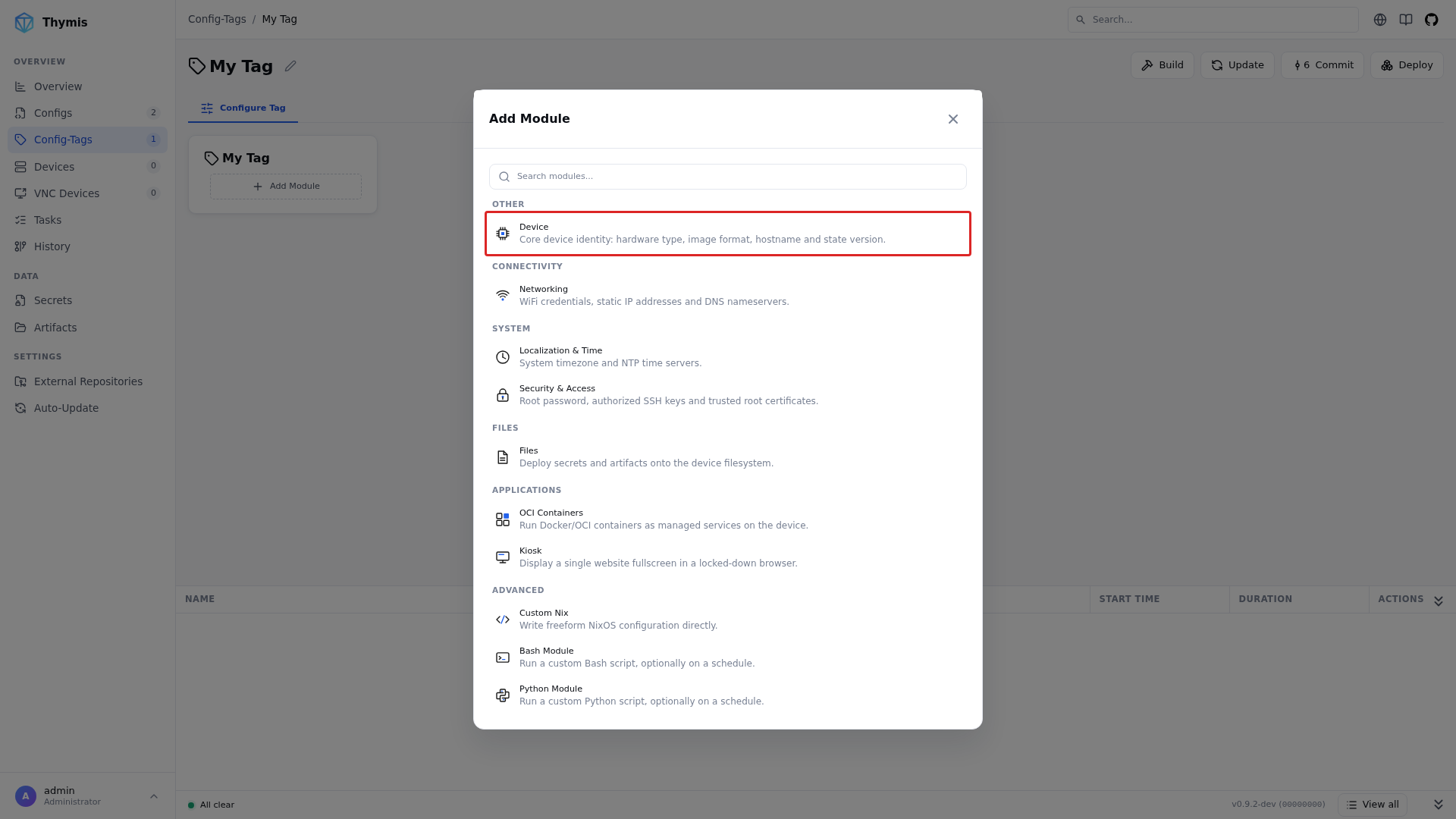 Add Device Configuration