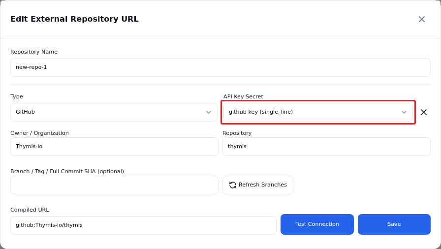 Add external repository with API key