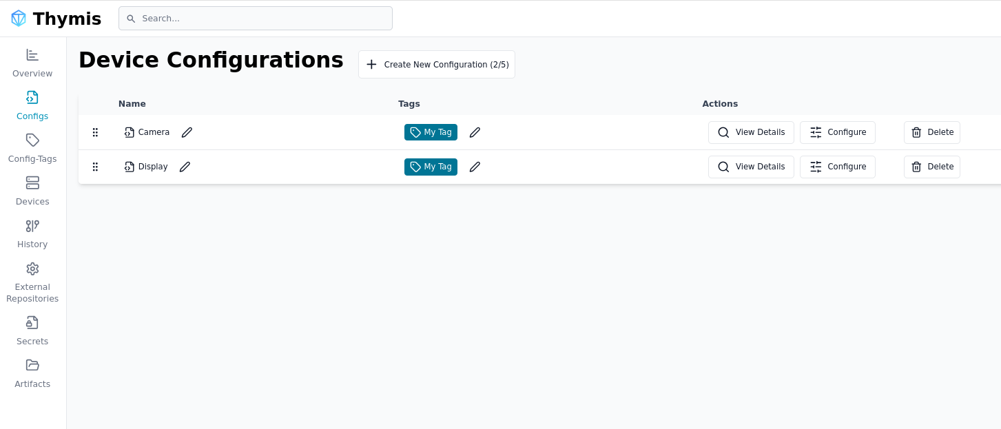 Configs with tags