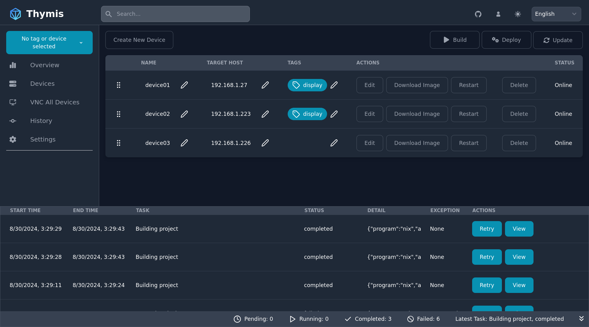 Thymis Dashboard