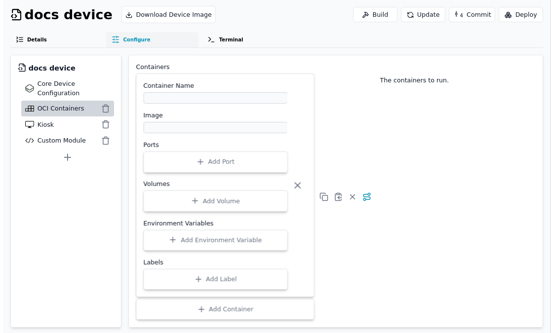 OCI-Containers Configuration